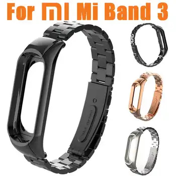 Smart Watch Strap For Xiaomi Mi Band 3 Fashion Stainless Steel Luxury Wrist Strap Metal Wristband 2018 #02