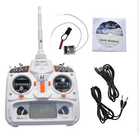 

Walkera White Devo 10 2.4Ghz 10CH RC Controller Transmitter 2KM RX1002 Receiver