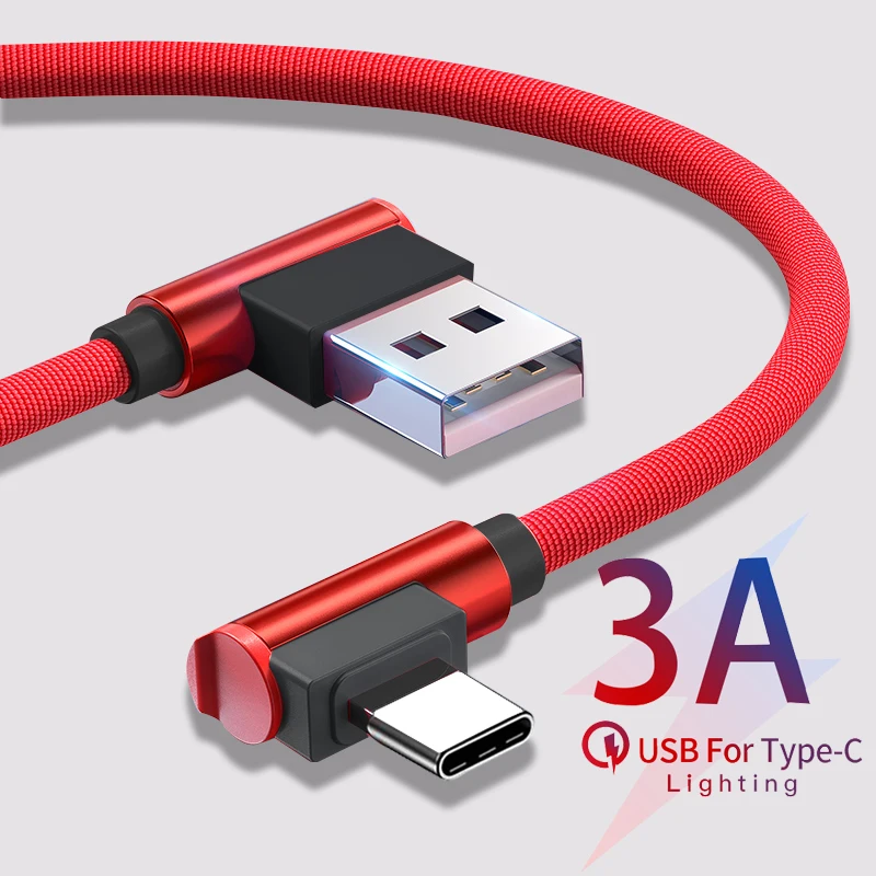 كبل شحن الهاتف المحمول إطالة شاحن USB C كابل بيانات Androi نوع C سريع شحن الكوع لسامسونج huawei xiaomi lg