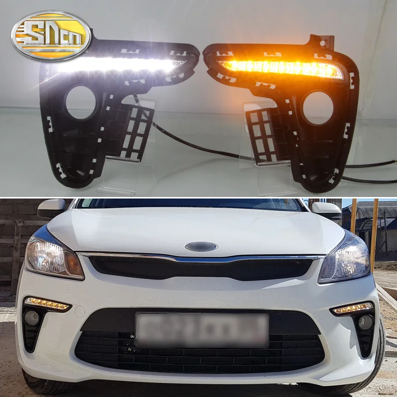2PCS LED Daytime Running Light For Kia Rio K2 2017 2018 Yellow Turn
