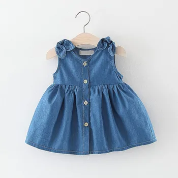 

Summer Cute Kids Toddler Princess Mini Sundress Lovely Baby Girls Casual Sleeveless Denim Dress