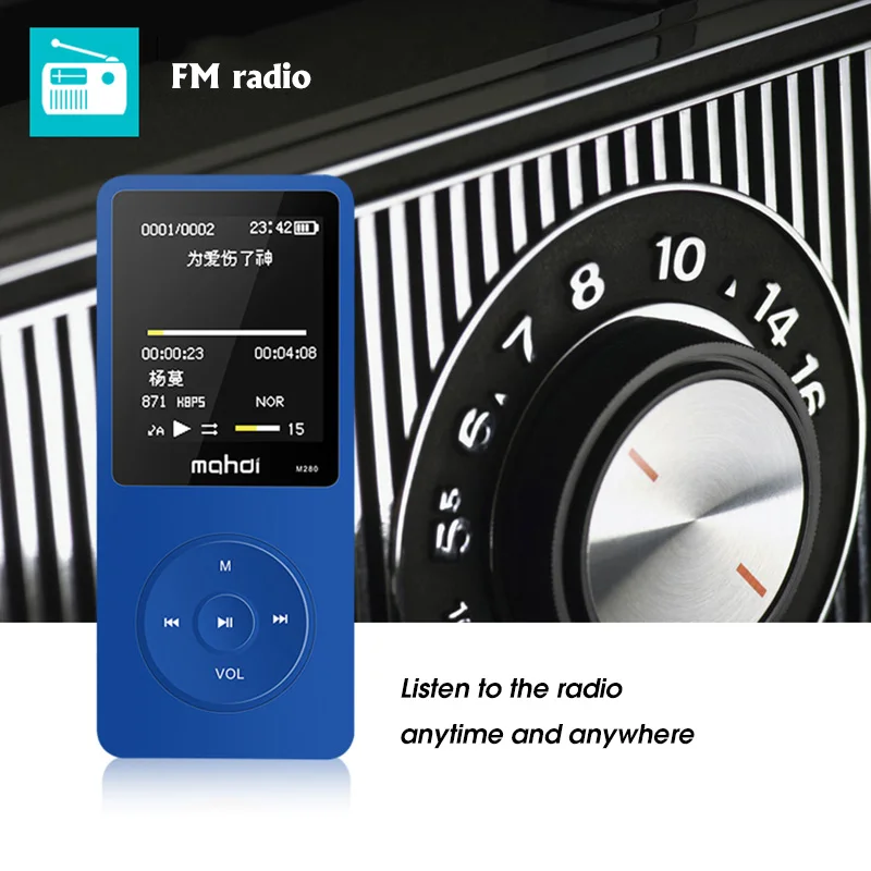 Спортивный MP3 плеер Mahdi M280 Портативный Hi Fi для бега 8 ГБ 1 дюйма TFT экран поддержка 128