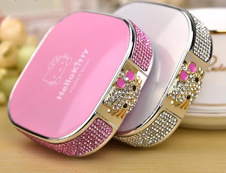 12000mah Backup Battery Charger Powerbank Case Diamond Hello Kitty Cartoon Cat Portable Power Bank For iphone 6 6s Universal