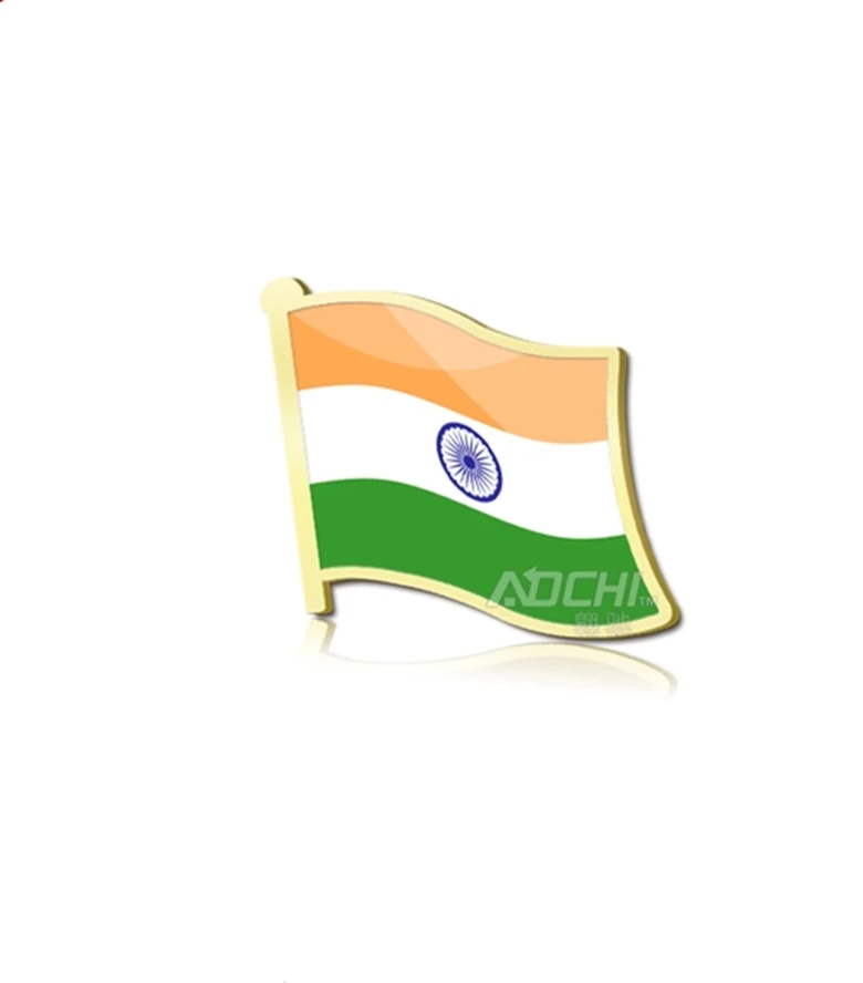2 pcs Gold plated National flag of India collar badge brassard National ...