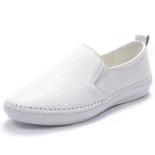 Comfortable fashion genuine leather round toe Slip-On Spring/Autumn woman casual shoes