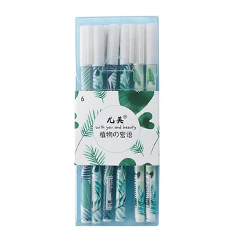 

6 Pcs/lot Green Plants Bird Sakura Gel Pen Signature Pen Escolar Papelaria School Office Supply Student Teacher Gift