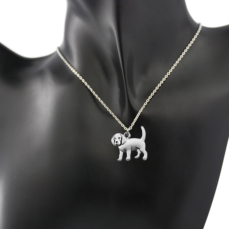 Античное серебряное ожерелье с подвеской для женщин Coonhound массивные ожерелья