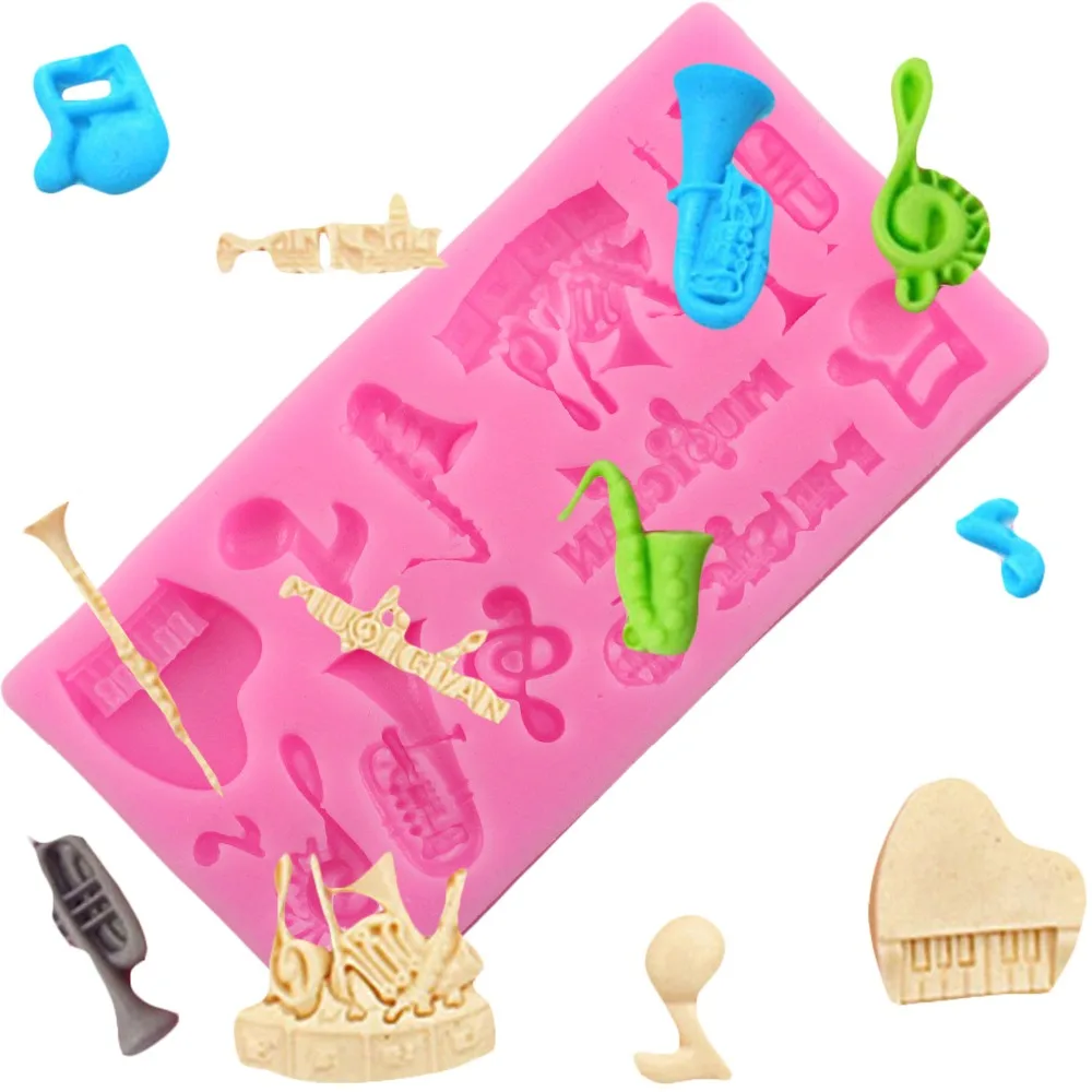 

Musical Instrument Piano Trumpet Silicone Fondant Cake Mold Cupcake Jelly Candy Chocolate Decoration Baking Tool