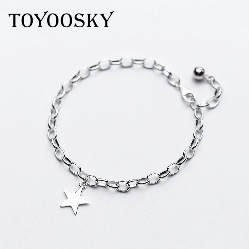 Дизайн, настоящая 925 пробы, серебряная звезда, регулируемый браслет-цепочка для женщин, ювелирные изделия, подарок на год