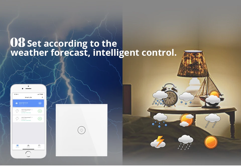 Wi-Fi умный светильник-переключатель Tuya App с сенсорным управлением, ЕС 1, 2, 3 банды, стеклянная панель, настенный выключатель, Домашняя электроника, Совместимость с google home
