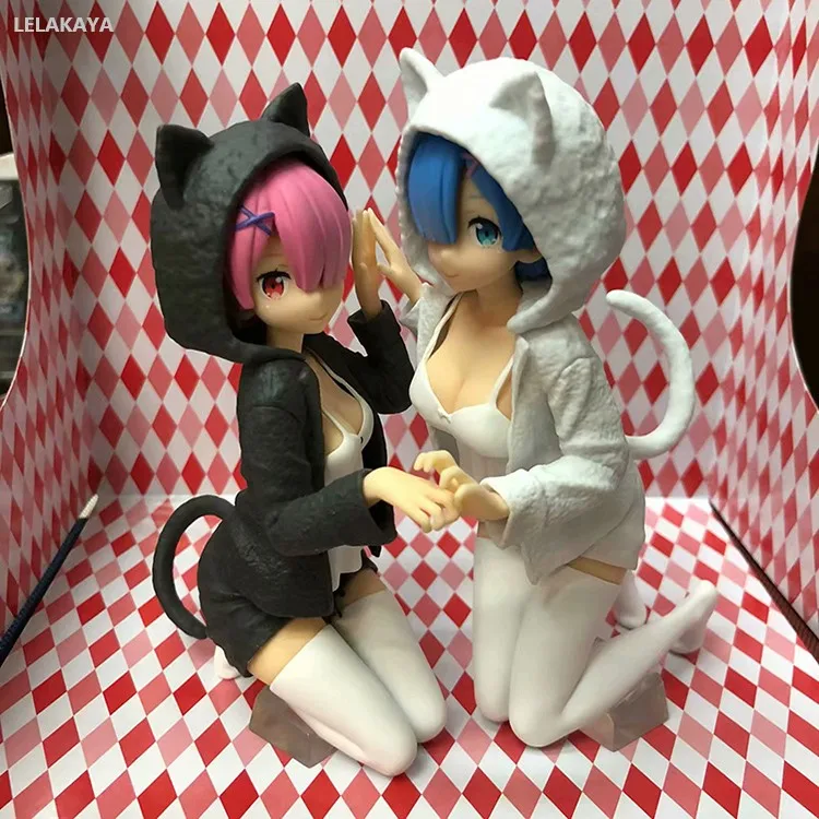 

12cm Sexy Rem & Ram Nyanko Mode Ver Model Re:Life In A Different World From Zero PVC Anime Action Figure Cat Ear 1/8 Scale Doll
