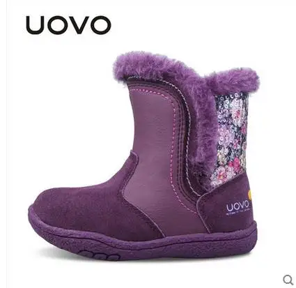 UOVO/Детские ботильоны; ботинки с цветочным принтом для девочек; осенние ботинки для девочек; детская зимняя обувь - Цвет: Фиолетовый