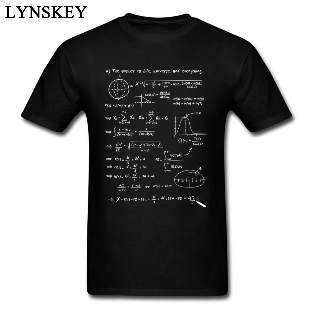 The answer Crewneck Male T Shirts Summer/Fall Printed Tops Tees Short Sleeve Hot Sale 100% Cotton Printed On Tee Shirt The answer black