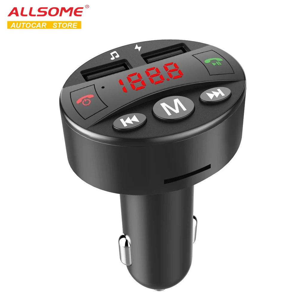 Автомобильный MP3-плеер ALLSOME аудио FM-модулятор Bluetooth FM-передатчик автомобильный