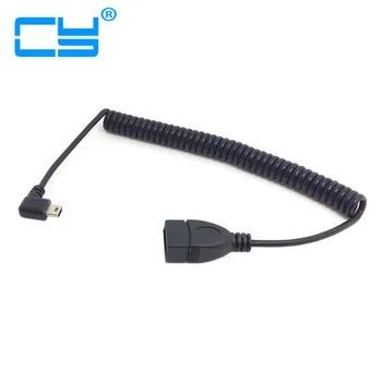 

100cm 90 Degree Right Angled Mini USB 5Pin Connector to USB Female Extension Stretch Cable