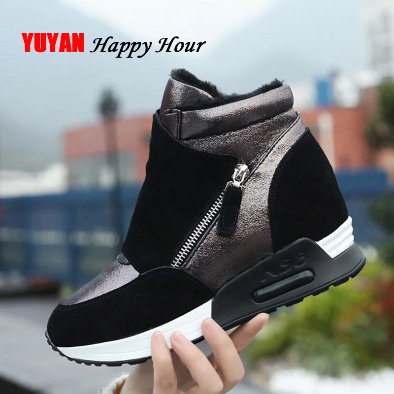 

Suede Winter Boots Women Sneakers Height Increasing Flat Platform Winter Shoes Woman Snow Boots Wedge Booties Warm Plush YX465