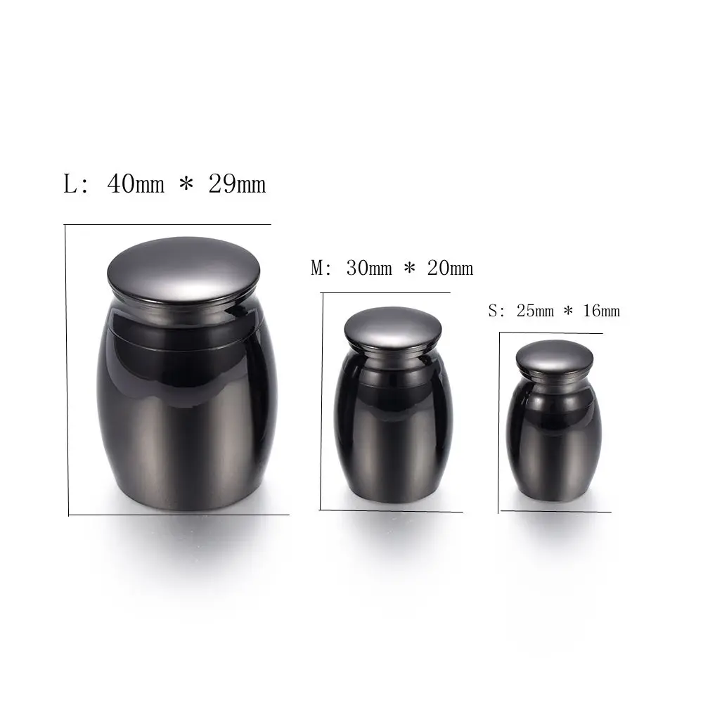 IJU001 Engravable Blank Stainless Steel Small Black Color Memorial Urn