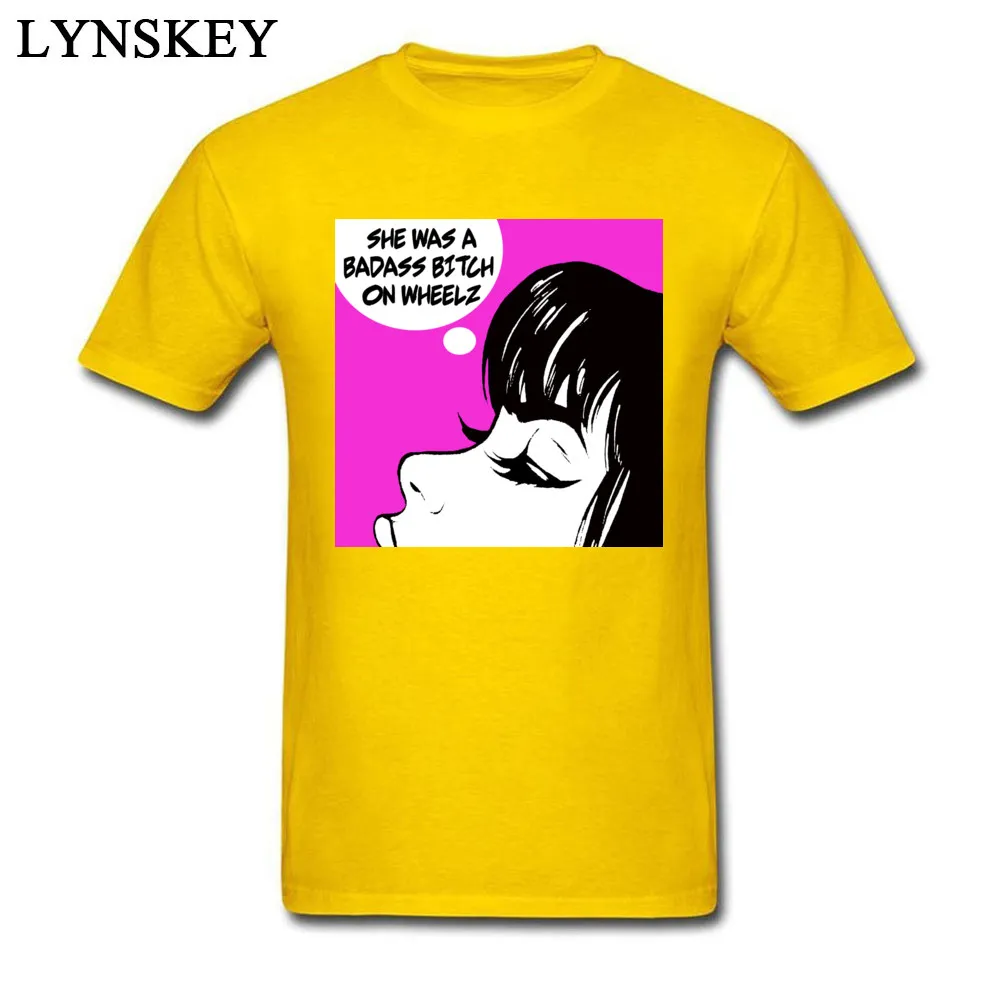 100% Cotton Fabric T Shirt for Boys Birthday Tops Tees Graphic Summer/Autumn Casual Retro Badass Pop Art Girl O Neck Sweatshirts Retro Badass Pop Art Girl yellow