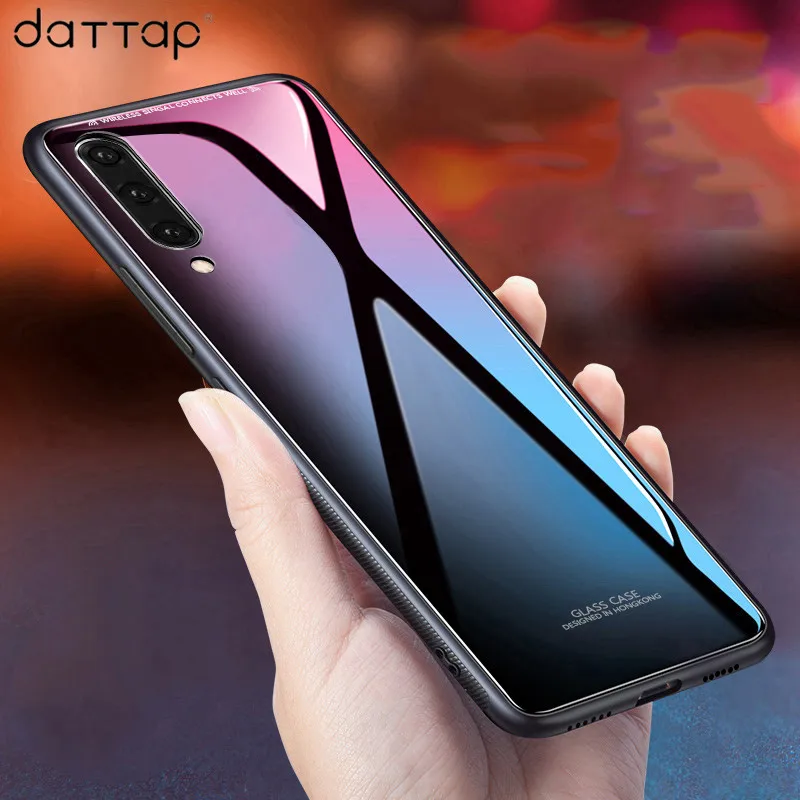 Стеклянные Чехлы для Samsung A50 глянцевое закаленное стекло силиконовая рамка