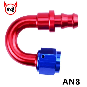 

evil energy AN8 Push-On Fitting Oil Cooler Hose Fitting Reusable Hose End Adapter Hose Fittings Aluminum Fitting 180 Degree Fuel