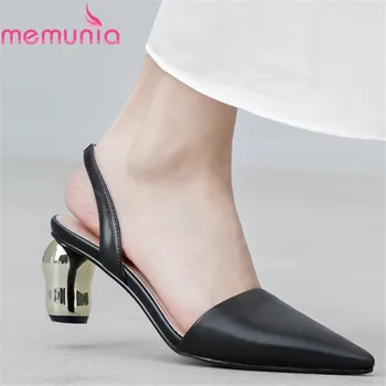 

MEMUNIA 2020 top quality genuine leather women shoes pointed toe high heels summer shoes elegant fashion shallow women pumps