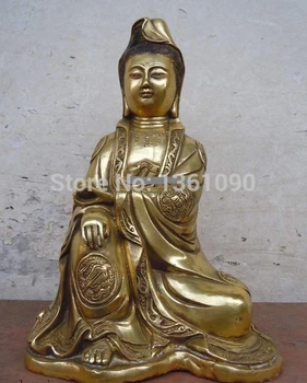 

xd 001060 11" China bronze gilded Guanyin Bodhisattva comfortable Kwan-yin buddha statue