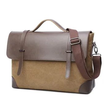 

Practical Business Messenger Bags For Men Student Canvas Crossbody Shoulder Pack Retro Solid Casual Office Travel Bag P1010