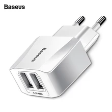 Baseus Dual USB зарядное устройство для iPhone iPad samsung Xiaomi Mi 2.1A быстрое настенное зарядное устройство адаптер ЕС зарядное устройство для мобильного телефона