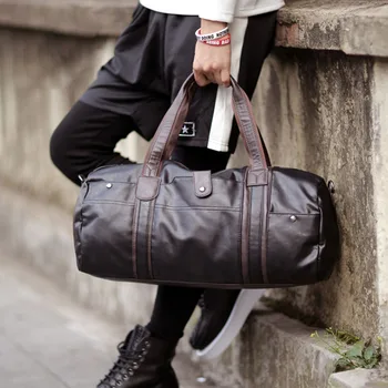 

Men Handbags Travel Duffle Bag Men's Travel Bags Black Shoulder Handbag Round Bucket Shape Messenger Bag Tote