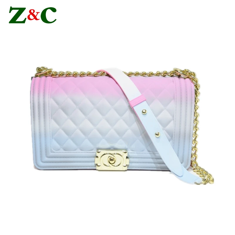

Summer Rainbow Color Diamond Lattice Messenger Bags Women High Quality Matte Chain Shoulder Crossbody Bags Famous Design Handbag