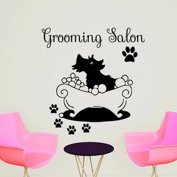 

Taking A Bath To The Dog Creative Wall Sticker Funny Petshop Decals For Dog Grooming Salon Shop Home Decor