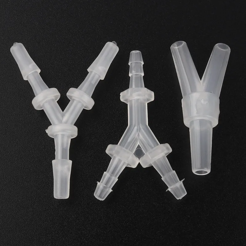 

10pcs/lot 2.4-6.4mm Y-Type Tee Connectors PP Plastic Pagoda Joints Aquarium Fish Tank Fittings Air Pump Hose Connector Equal Dia