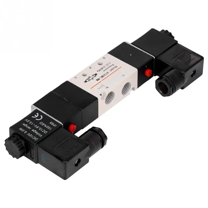 Buy DC 12V Solenoid Valve BSP 1/4 Normally 3 Position 5 Way Pneumatic Solenoid