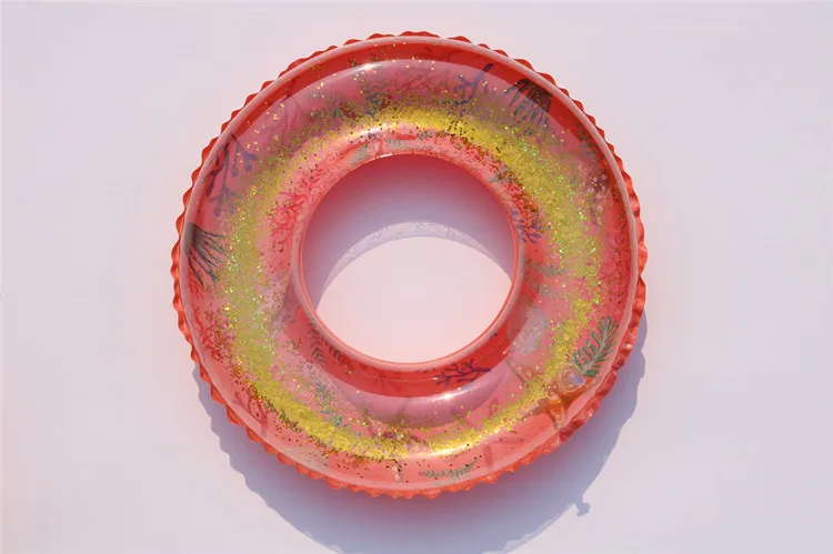 50-90 см кристально Коралловое блестящее кольцо для плавания для женщин дети листья пальмы печать круг для плавания с золотыми блестками