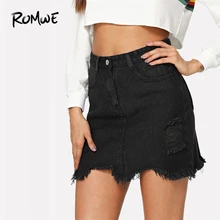 #Special Offers ROMWE Black Casual Ripped Split Denim Skirt 2019 Spring Mid Waist Straight Short Denim Skirts Woman Plain Sexy Pencil Skirt #Special Offers ROMWE Black Casual Ripped Split Denim Skirt 2019 Spring Mid Waist Straight Short Denim Skirts Woman Plain Sexy Pencil Skirt