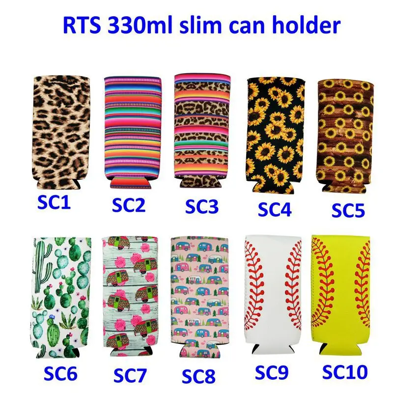 

6PC Neoprene Slim Beer Can Cooler Tall Stubby Holder Foldable Stubby Holders Beer Cooler Bags Fits 12oz Slim Energy Drink & Beer
