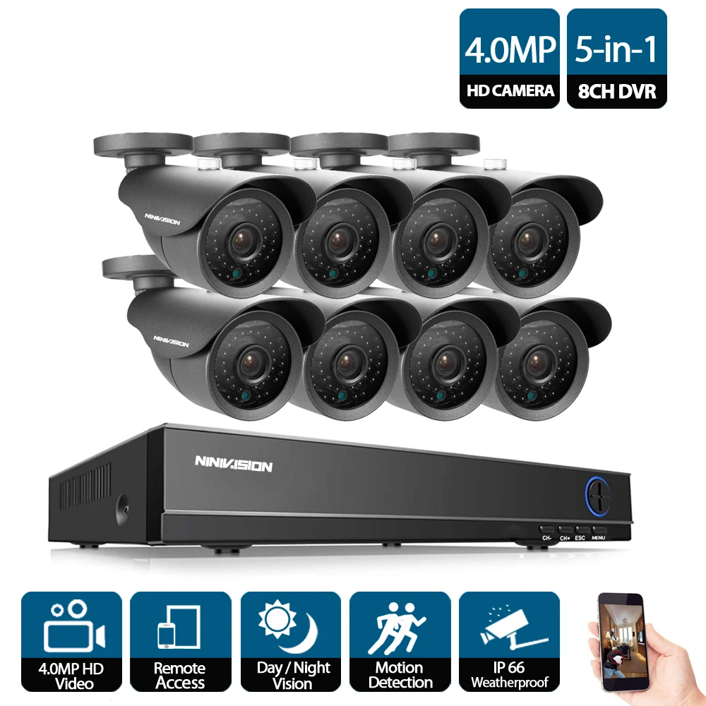 AHD 4MP камера безопасности Система 8CH 4.0MP CCTV система HD CCD 2560*1440P Bullet наружная домашняя видео камера системы наблюдения наборы