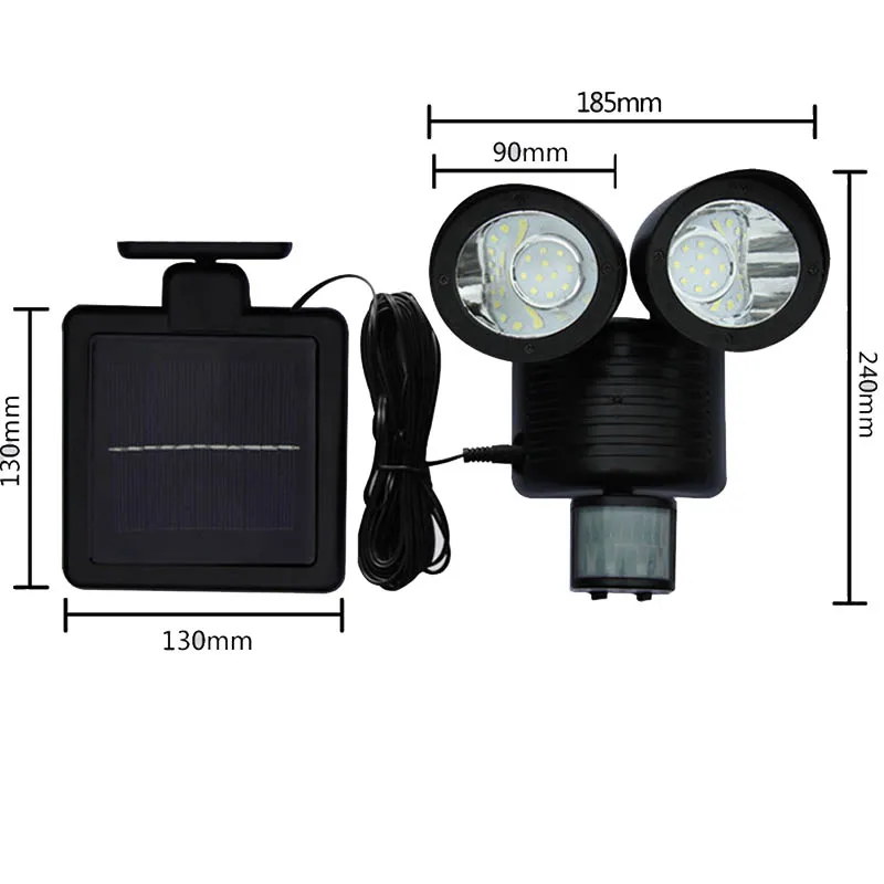 

Solar Spot Light Dual Security Detector Motion Sensor Outdoor 22 LED Floodlight
