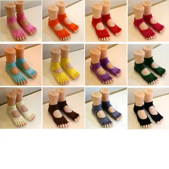 

3pair/lot New Pure Cotton Socks Open-toed Dew Instep Silicone Skid Resistance High Quality Five Toe Socks Floor Sock