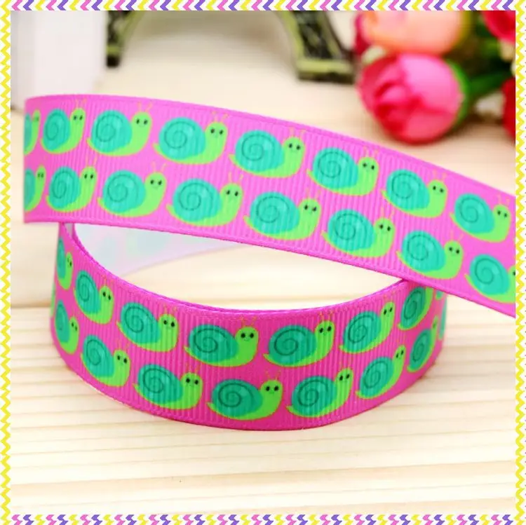 

New 7/8'' Free shipping snail printed grosgrain ribbon hair bow headwear party decoration wholesale OEM 22mm H3858