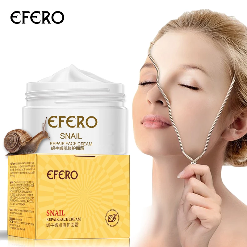 EFERO Face Cream with Snail Essence Deep Repair Serum+Collagen Anti Wrinkle Firming Eye Cream+5Pack Crystal Collagen Eye Mask