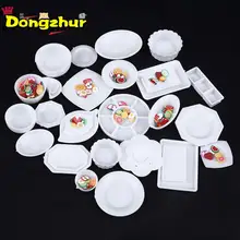 1:12 Кукольный домик кухонные аксессуары блюдо 33 шт. посуда миниатюрная кухня кукольный домик DIY мини-тарелки аксессуары миниатюрное блюдо