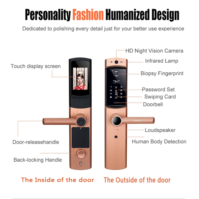Smart Cerradura WIFI Door Lock Video Peephole Door Camera Fingerprint Password Electronic Lock Viewer Doorbell Remote APP Unlock