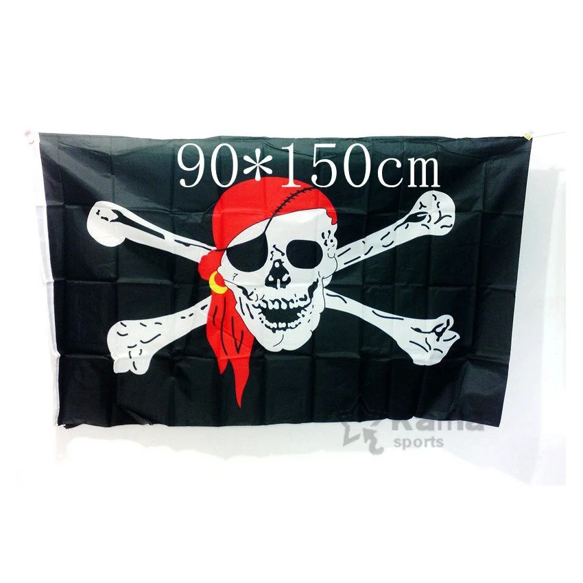 90*150 см/3x5FT Большой Череп скрещенные кости пиратский флаг Jolly Roger висит с люверсами