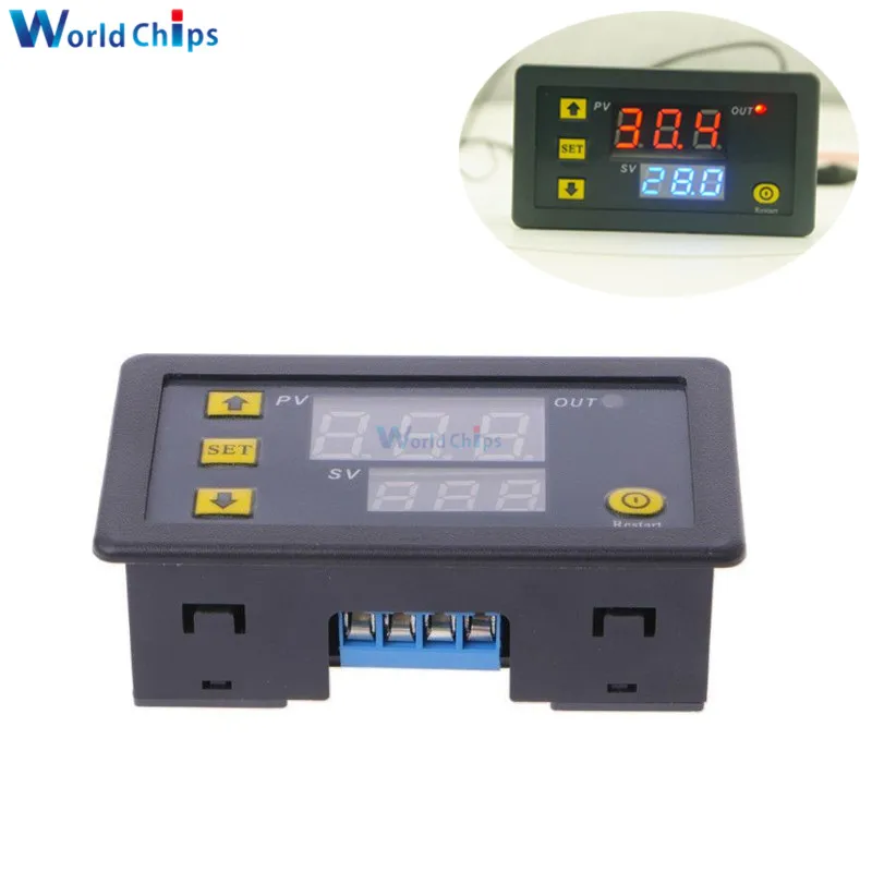 

DC 12V AC 110V 220V Digital Time Delay Relay Dual LED Display Cycle Timer Control Switch Adjustable 0-999 Hours Adjustable Power