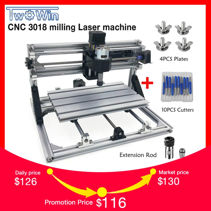 

CNC 3018 ER11 DIY Mini CNC Engraving Machine PCB Milling Machine Wood Router Laser Engraving GRBL Control Craved Metal