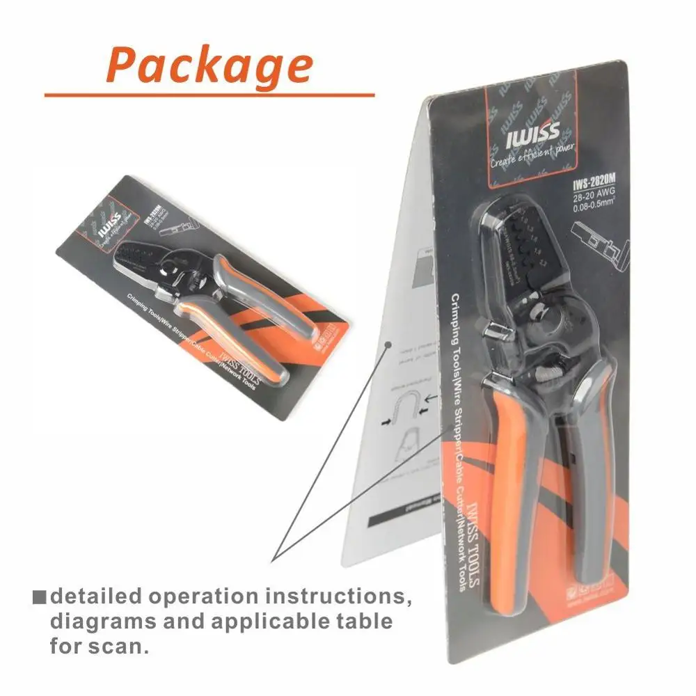 IWS-2820 Terminal Crimping Tools for JAM Molex Tyco JST Terminal and Connector 0.08-0.5mm²（28-20AWG）Mini Crimping pliers 5
