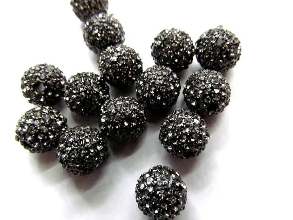 

100pcs Hematite grey micro pave bling disco round spacer bead Round Hematite Gunmetal Antique Silver Gold gunmetal Finding 8mm