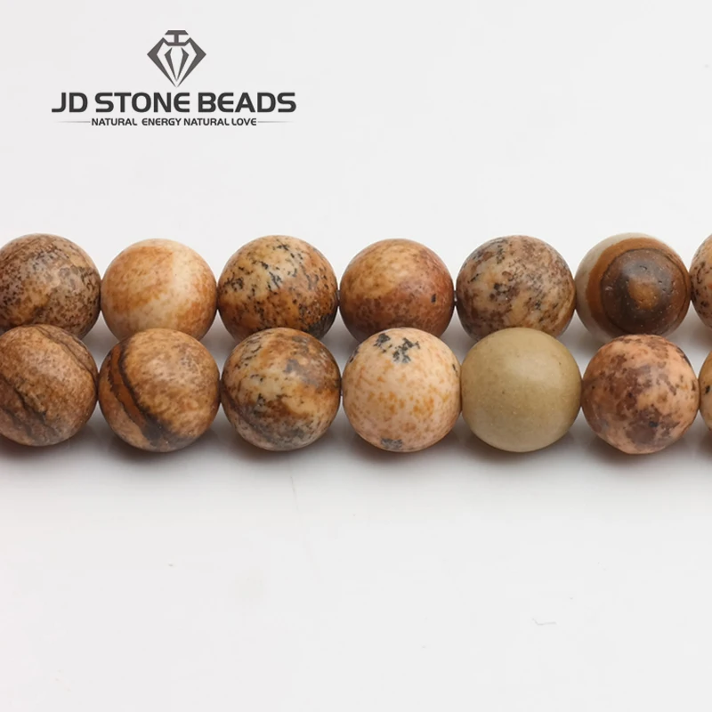 

Free Shipping Gemstone Natural Stone Picture Jaspers Round Beads 15" Strand 2 3 4 6 8 10 12MM Pick Size For Jewelry Making