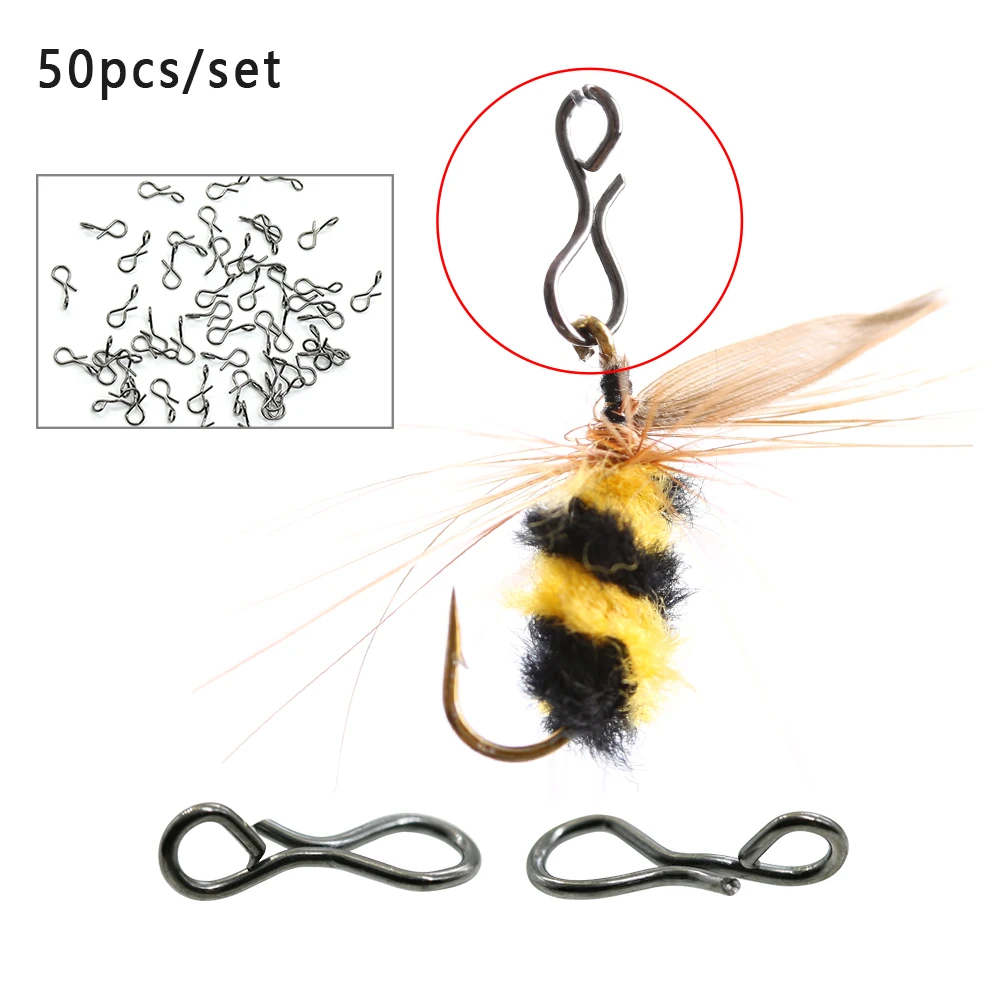 50 шт. черный соединитель быстрая замена для крючков и приманки муха рыболовные оснастки набор крючков из углеродистой стали Fly Snap Крюк Размер L/M/S